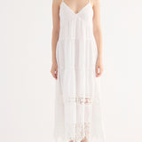 Abito Lungo Cotone Macramè - BIANCO - SY82