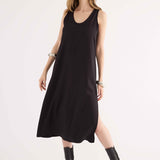 Abito Midi Spallina Larga - NERO - TC84