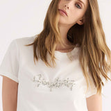 T-shirt con Strass e Perle - BIANCO - TH01