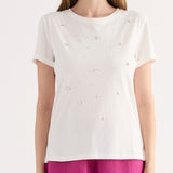 T-shirt con Strass e Perle - BIANCO - TH02