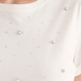 T-shirt con Strass e Perle - BIANCO - TH02