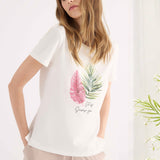T-shirt con Stampa e Strass - BIANCO - TH04