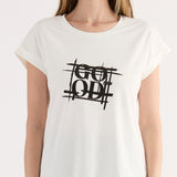 T-shirt Cotone Stampa e Paillettes - BIANCO - TH06