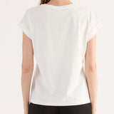 T-shirt Cotone Stampa e Paillettes - BIANCO - TH06
