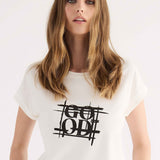 T-shirt Cotone Stampa e Paillettes - BIANCO - TH06