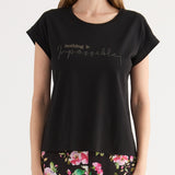 T-shirt Ricamo Strass - NERO - TH08