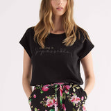 T-shirt Ricamo Strass - NERO - TH08