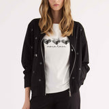 T-shirt con Stampa e Strass - BIANCO - TH10