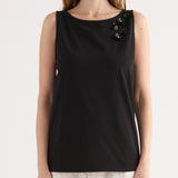 Canotta con Applicazione Fiore - NERO - TH31