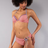 Bikini Push-up Ferretto e Culotte Righe - ROSSO - TE06