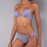 Bikini Push-up Ferretto e Culotte Righe - BLU - TE06