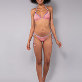 Bikini Triangolo Imbottito e Tanga Righe - ROSSO - TE09