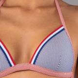 Bikini Triangolo Imbottito e Tanga Righe - BLU - TE09