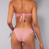 Bikini Fascia Imbottita e Slip Righe - ROSSO - TE10
