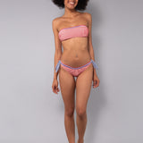 Bikini Fascia Imbottita e Slip Righe - ROSSO - TE10