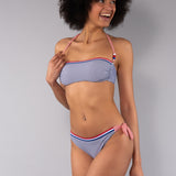 Bikini Fascia Imbottita e Slip Righe - BLU - TE10