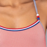 Costume Intero Olimpionico Righe - ROSSO - TE50