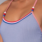 Costume Intero Olimpionico Righe - BLU - TE50