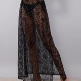Gonna Lunga Pizzo e Strass - NERO - MO62