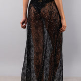 Gonna Lunga Pizzo e Strass - NERO - MO62