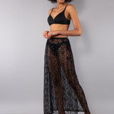 Gonna Lunga Pizzo e Strass - NERO - MO62