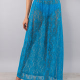 Gonna Lunga Pizzo e Strass - TURCHESE - MO62