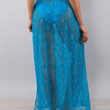 Gonna Lunga Pizzo e Strass - TURCHESE - MO62