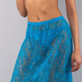 Gonna Lunga Pizzo e Strass - TURCHESE - MO62