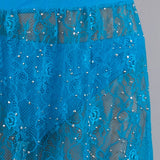 Gonna Lunga Pizzo e Strass - TURCHESE - MO62