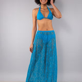 Gonna Lunga Pizzo e Strass - TURCHESE - MO62