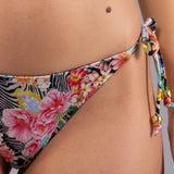 Bikini Triangolo Imbottito e Tanga Flower - NERO - BM00