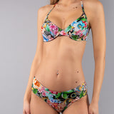 Bikini Francese e Slip Arriccio Flower - NERO - BM04