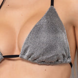Bikini Triangolo Imbottito e Brasiliana Annodata Lurex - NERO - DA00