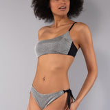 Bikini Top Imbottito e Slip Annodato Lurex - NERO - DA07