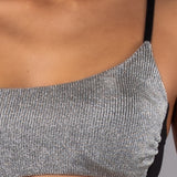 Bikini Top Imbottito e Slip Annodato Lurex - NERO - DA07