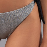 Bikini Top Imbottito e Slip Annodato Lurex - NERO - DA07