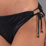 Bikini Triangolo Imbottito e Slip Laccetti Glitter - NERO - MO00