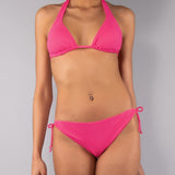 Bikini Triangolo Imbottito e Slip Laccetti Glitter - FUXIA - MO00