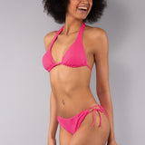 Bikini Triangolo Imbottito e Slip Laccetti Glitter - FUXIA - MO00
