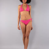 Bikini Triangolo Imbottito e Slip Laccetti Glitter - FUXIA - MO00