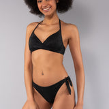 Bikini Triangolo Imbottito e Brasiliana Annodata Glitter - NERO - MO03