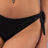Bikini Triangolo Imbottito e Brasiliana Annodata Glitter - NERO - MO03