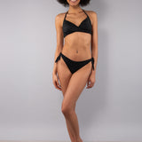 Bikini Triangolo Imbottito e Brasiliana Annodata Glitter - NERO - MO03