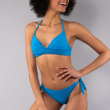 Bikini Triangolo Imbottito e Brasiliana Annodata Glitter - TURCHESE - MO03