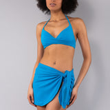 Bikini Triangolo Imbottito e Brasiliana Annodata Glitter - TURCHESE - MO03
