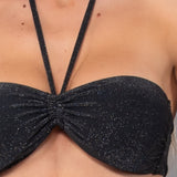 Bikini Fascia Imbottita e Slip Annodato Glitter - NERO - MO10