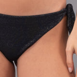 Bikini Fascia Imbottita e Slip Annodato Glitter - NERO - MO10