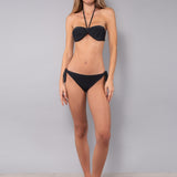 Bikini Fascia Imbottita e Slip Annodato Glitter - NERO - MO10