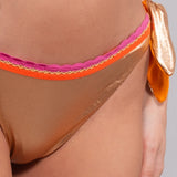 Bikini Triangolo Imbottito e Brasiliana Annodata Laminato - APRICOT - SP00