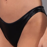 Bikini Top Monospalla e Slip Sgambato Laminato - NERO - SP07
